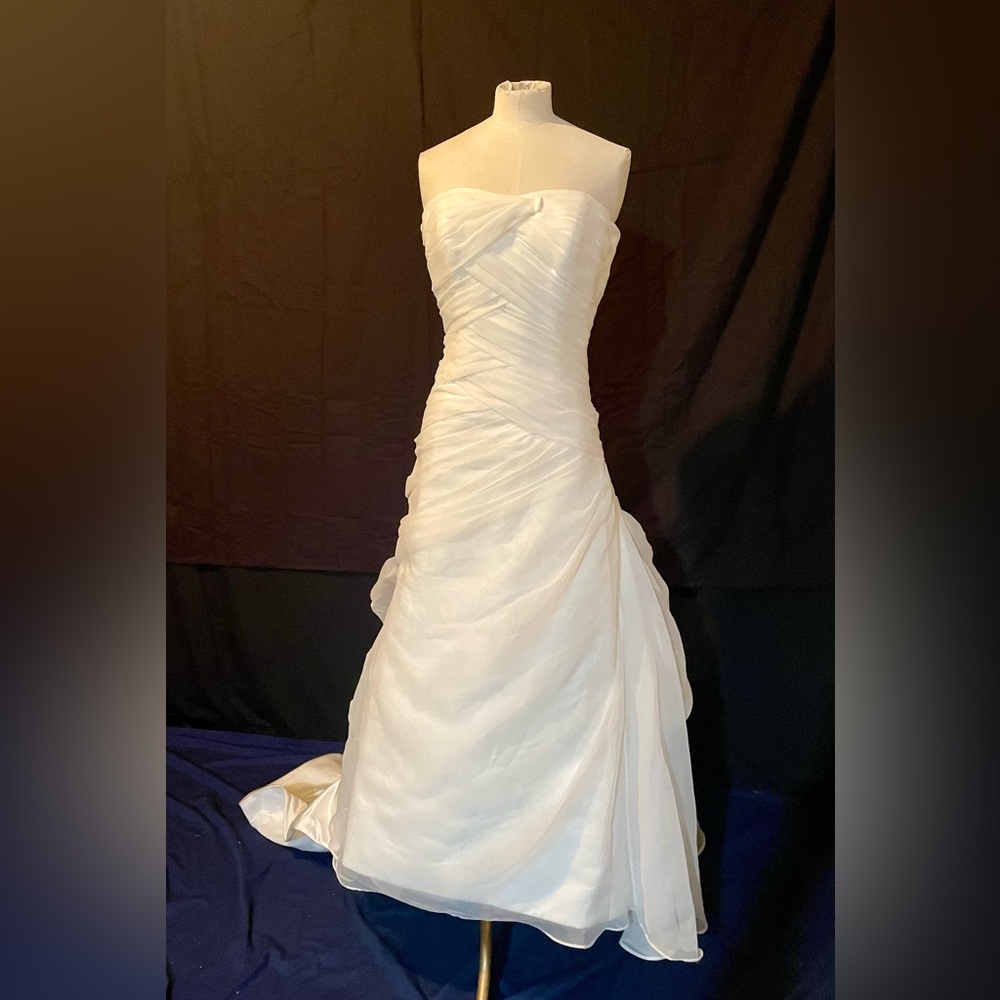 Wedding Dress 14 Ivory Column Pronovias Gown Ivory Sheer Layers